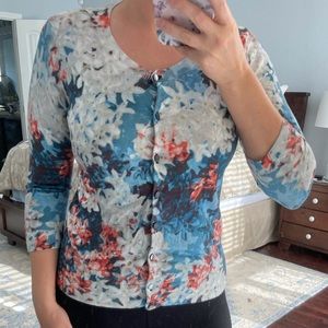Talbots women’s floral button up cardigan size S